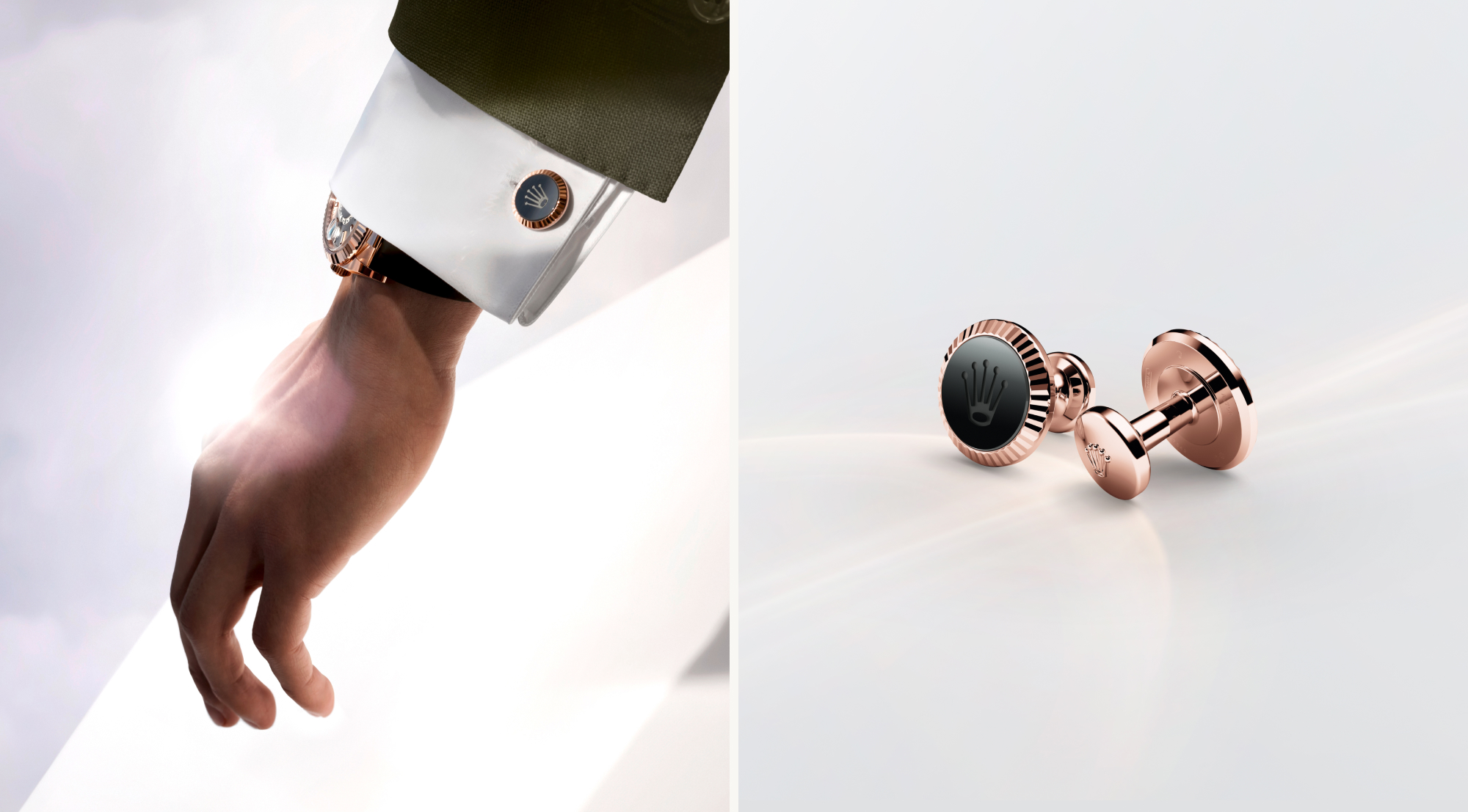 Rolex Accessoires Manschettenknöpfe in Roségold bei Juwelier Krebber in Mönchengladbach