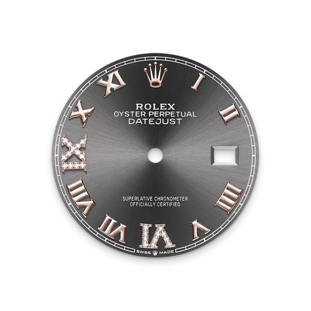 Rolex Datejust 36 in grau mit Diamanten und Jubilee Armband bei Juwelier Krebber in Mönchengladbach, m126281rbr-0011