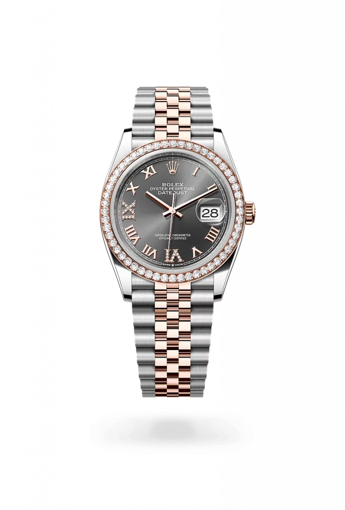Rolex Datejust 36 in grau mit Diamanten und Jubilee Armband bei Juwelier Krebber in Mönchengladbach, m126281rbr-0011