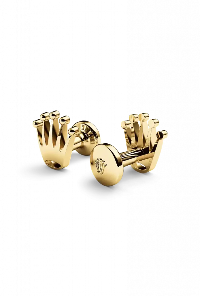 Rolex Manschettenknöpfe „Krone“ in Gelbgold, A1018 bei Rolex Juwelier Krebber