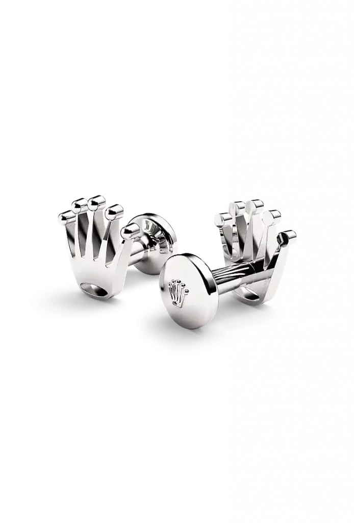 Rolex Manschettenknöpfe „Krone“ in Weißgold, A1019 bei Rolex Juwelier Krebber