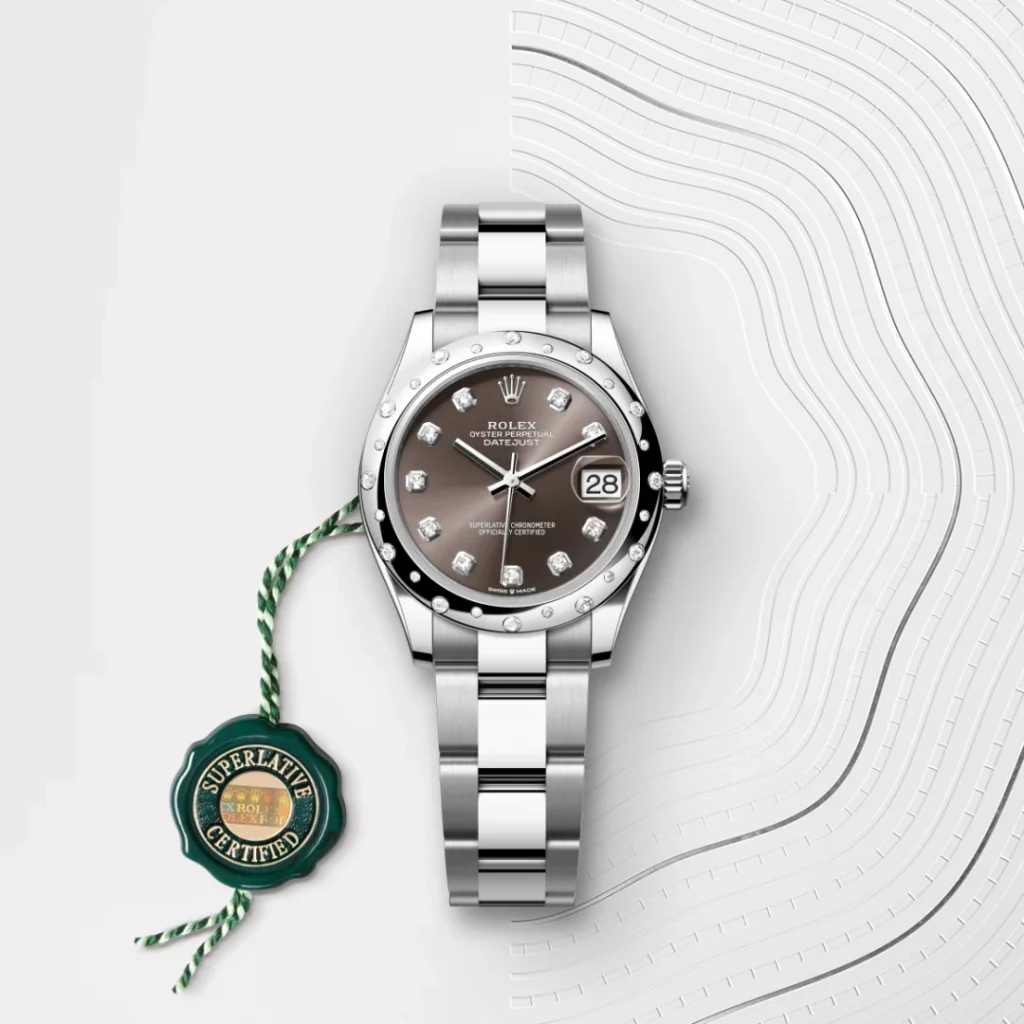 Rolex Datejust 31 in Edelstahl und Weißgold mit Diamanten M278344RBR-0007 bei Juwelier Krebber in Mönchengladbach