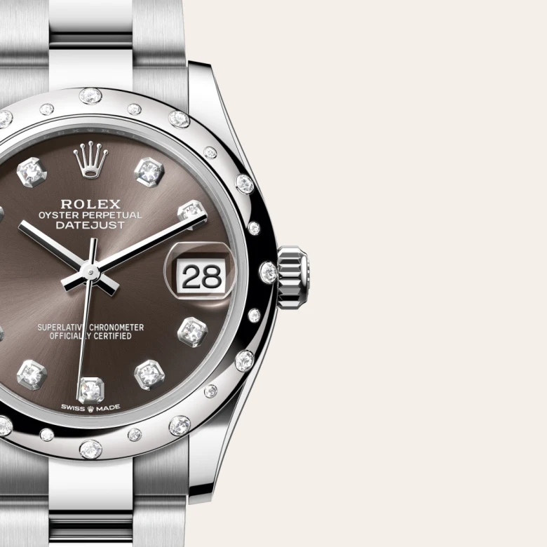 Rolex Datejust 31 in Edelstahl und Weißgold mit Diamanten M278344RBR-0007 bei Juwelier Krebber in Mönchengladbach