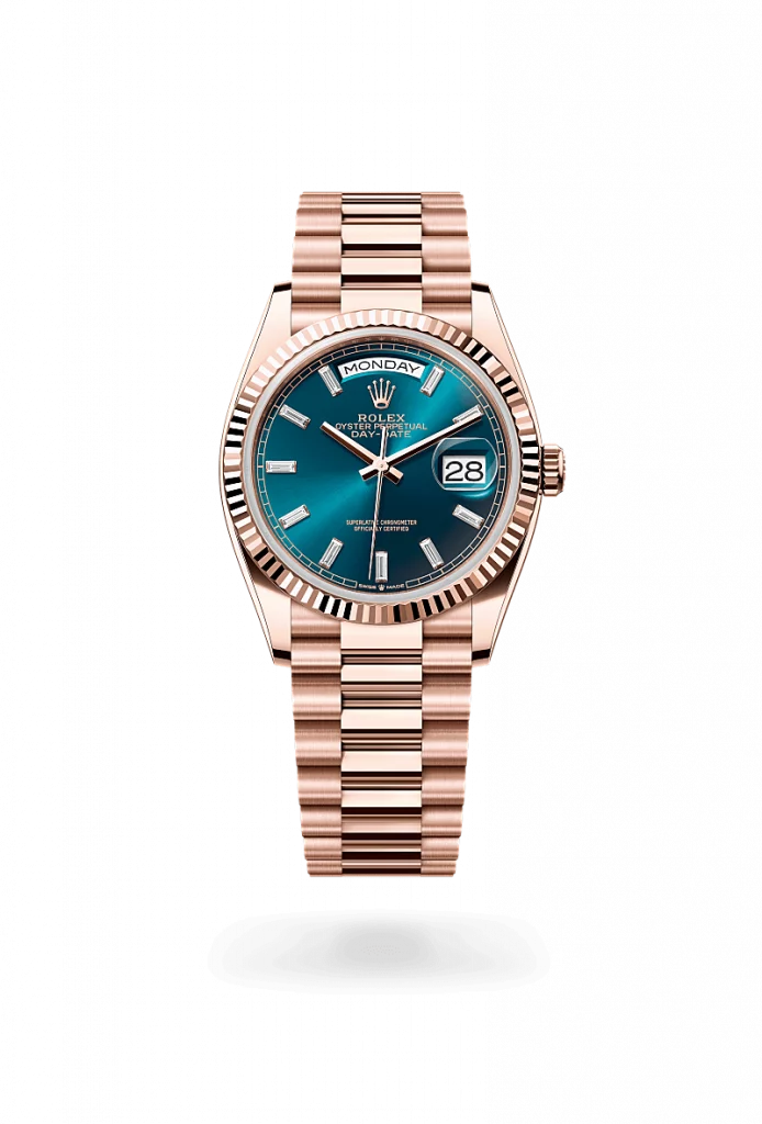 Rolex Day-Date in Everose Gold 128235-0085 bei Juwelier Krebber in Mönchengladbach