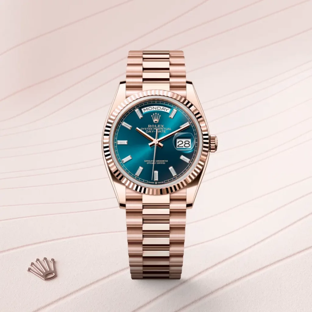 Rolex Day-Date in Everose Gold 128235-0085 bei Juwelier Krebber in Mönchengladbach